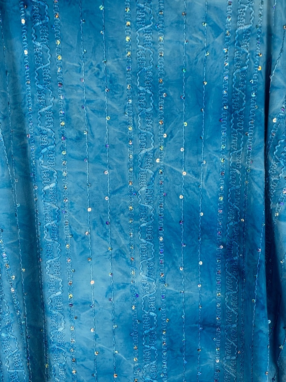 Sami & Jo Womens Top XL Blue Sequin Embellished Slit Tie Sleeve Stretch - Picture 12 of 14